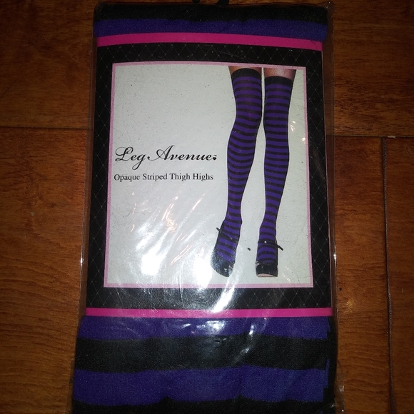 Leg Avenue Opaque striped thigh high tights nwt - Picture 1 of 5